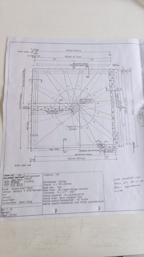 Spindeltreppe Zeichnung Grundriss 2